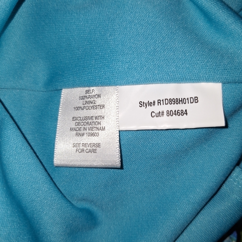 dressbarn Vibrant Blue and Green Midi Dress Artsey Classic Look - Picture 6 of 7